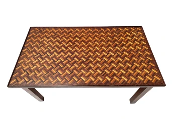 Pair of Mid-Century Modern Side Tables with Mosaic Inlaid Tops, 1960s